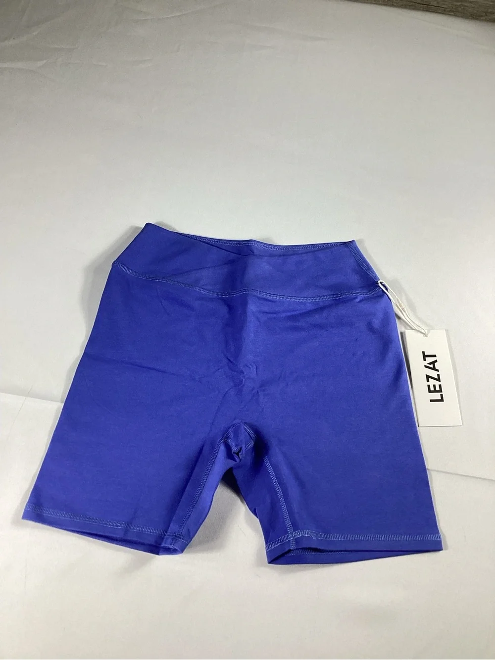 LEZAT High Rise Biker Shorts Blue Size S Organic Cotton Made in USA